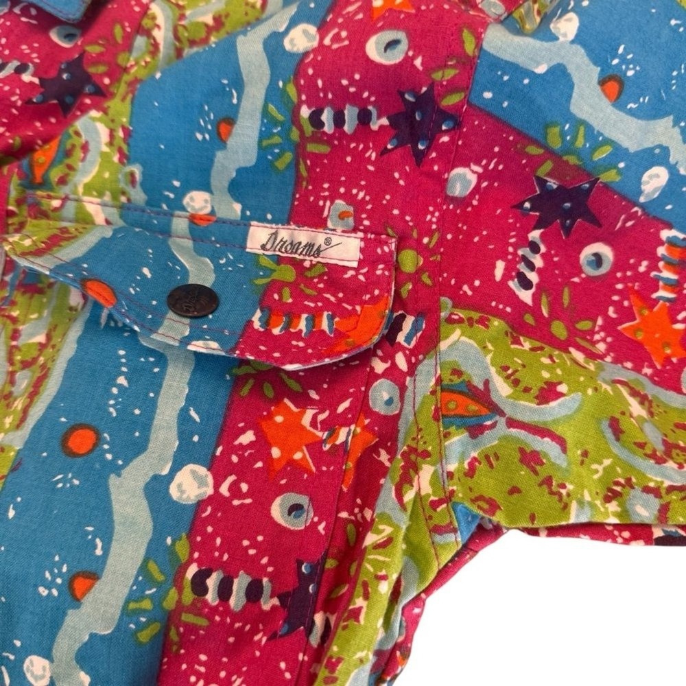 Dreams Vintage 80s Neon Abstract Cotton Romper Belted NWT Women's Small Rare - Picture 14 of 16